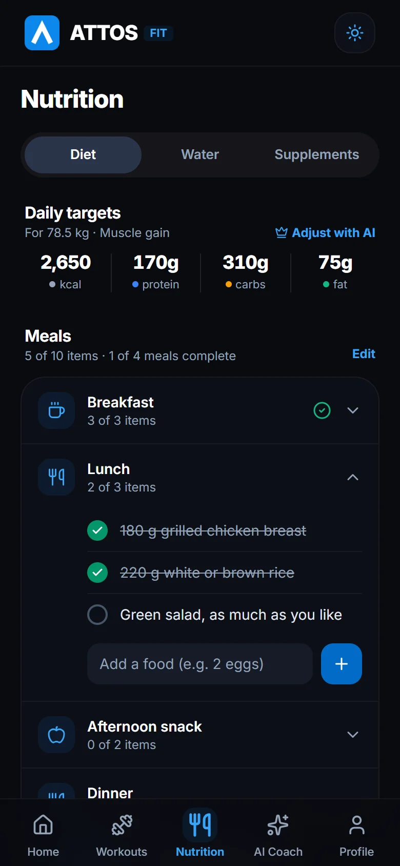 Follow your targets and check off meals (2)