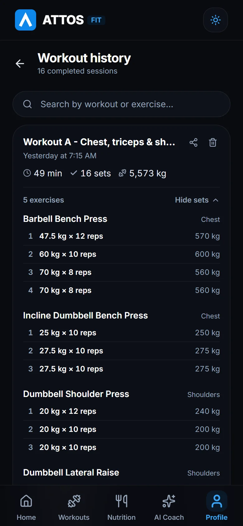 Check your workout history (2)