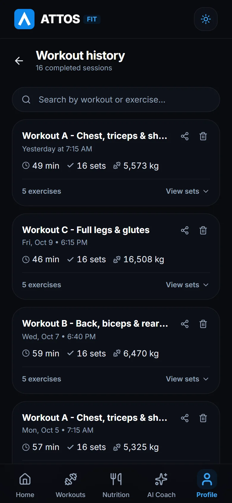 Check your workout history (1)