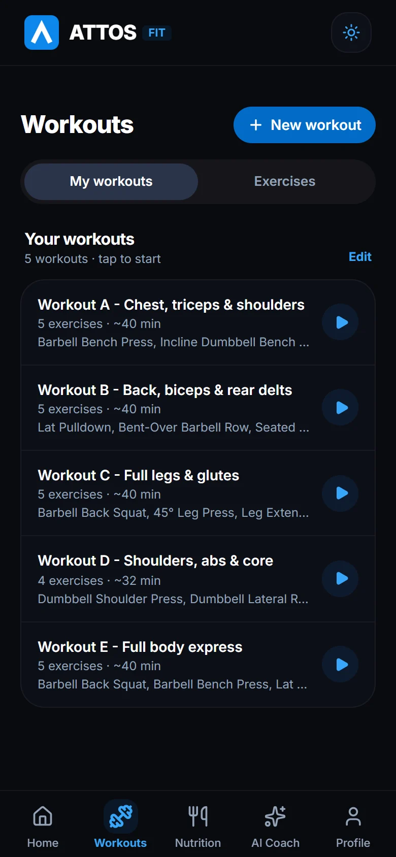 Workouts ready on day one