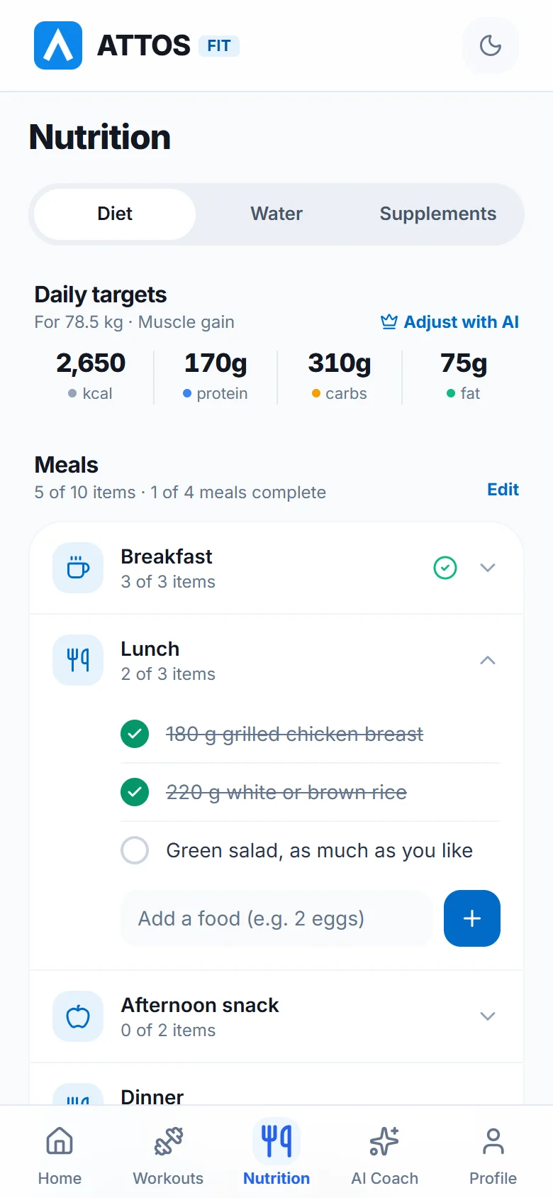 Follow your targets and check off meals (2)