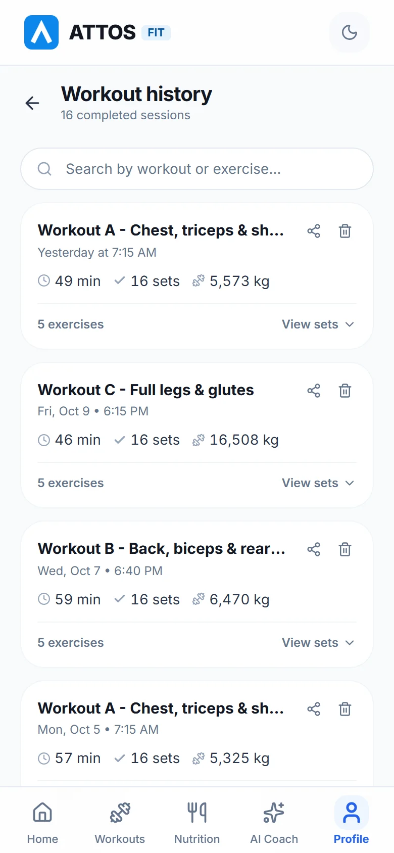 Check your workout history (1)