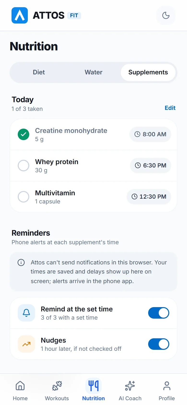 Add supplements and their times (1)