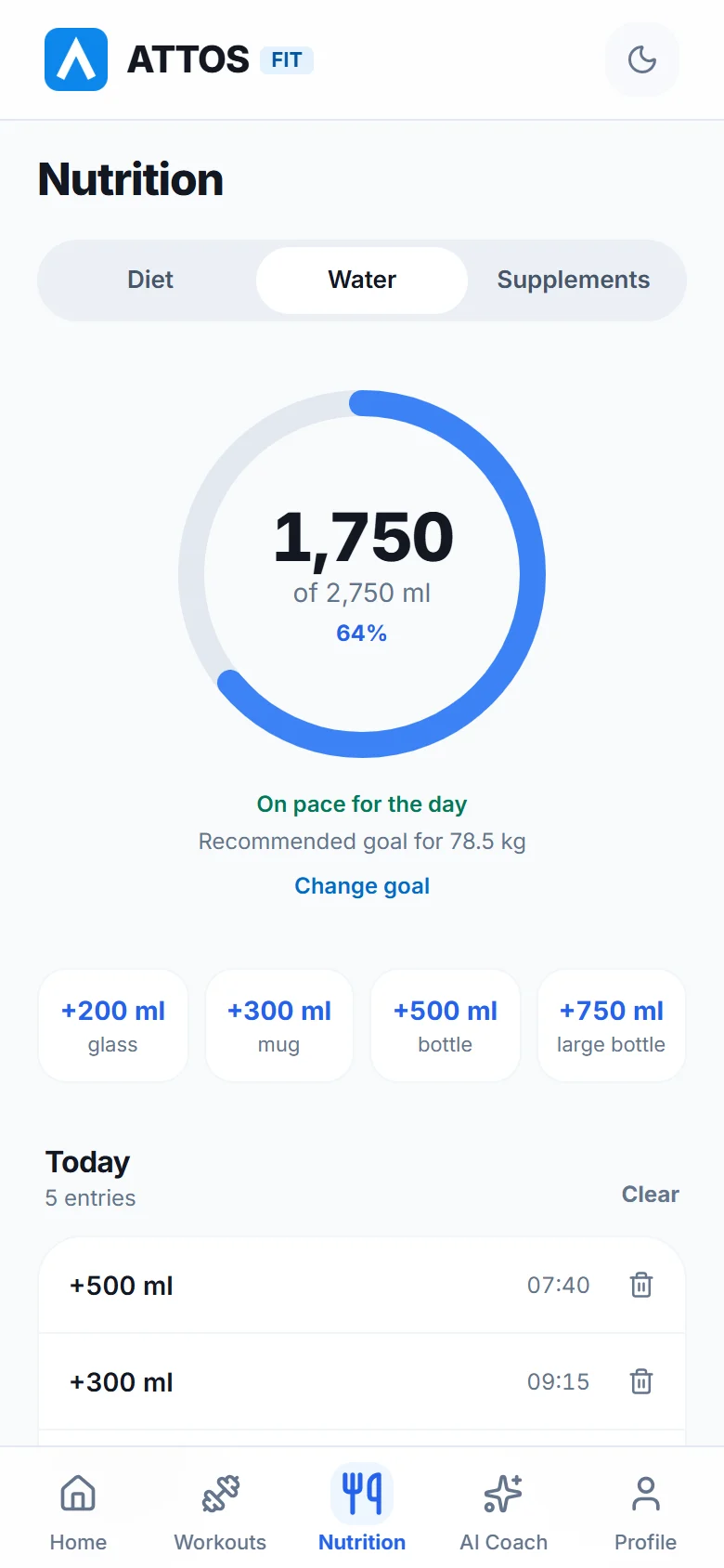 Log water and adjust your goal (1)