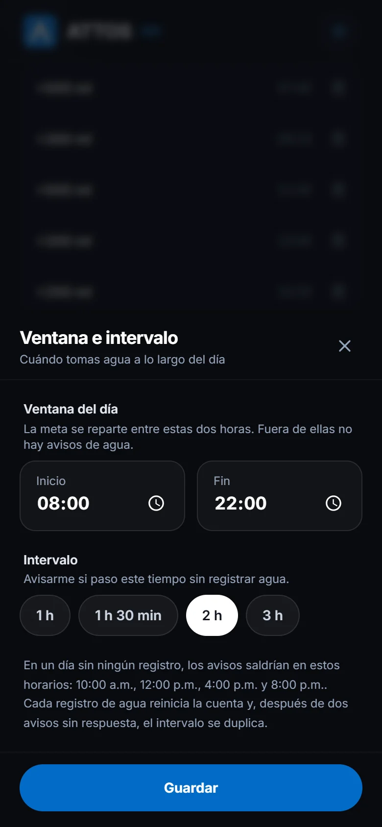 Activa los recordatorios de agua (2)