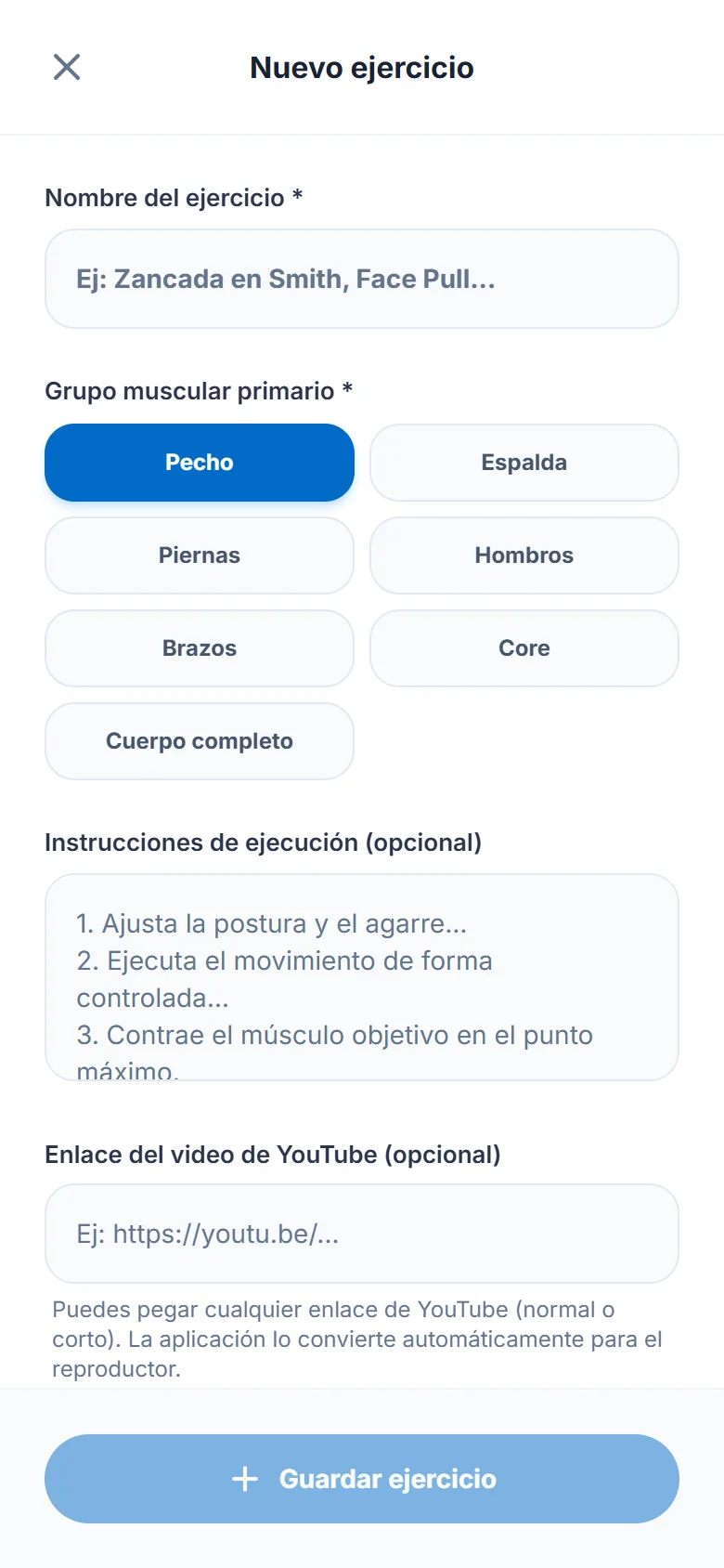 Registra un ejercicio tuyo