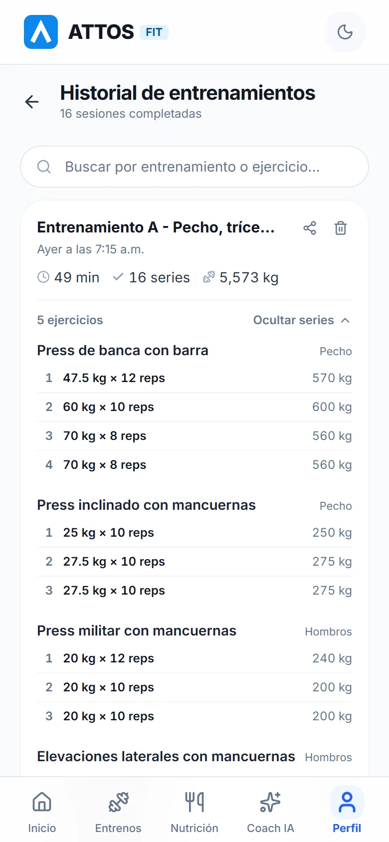 Consulta el historial de entrenamientos (2)