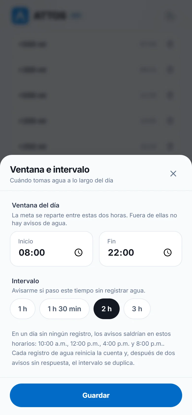Activa los recordatorios de agua (2)