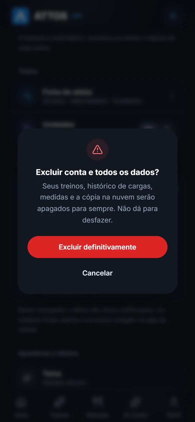 Exclua sua conta e seus dados