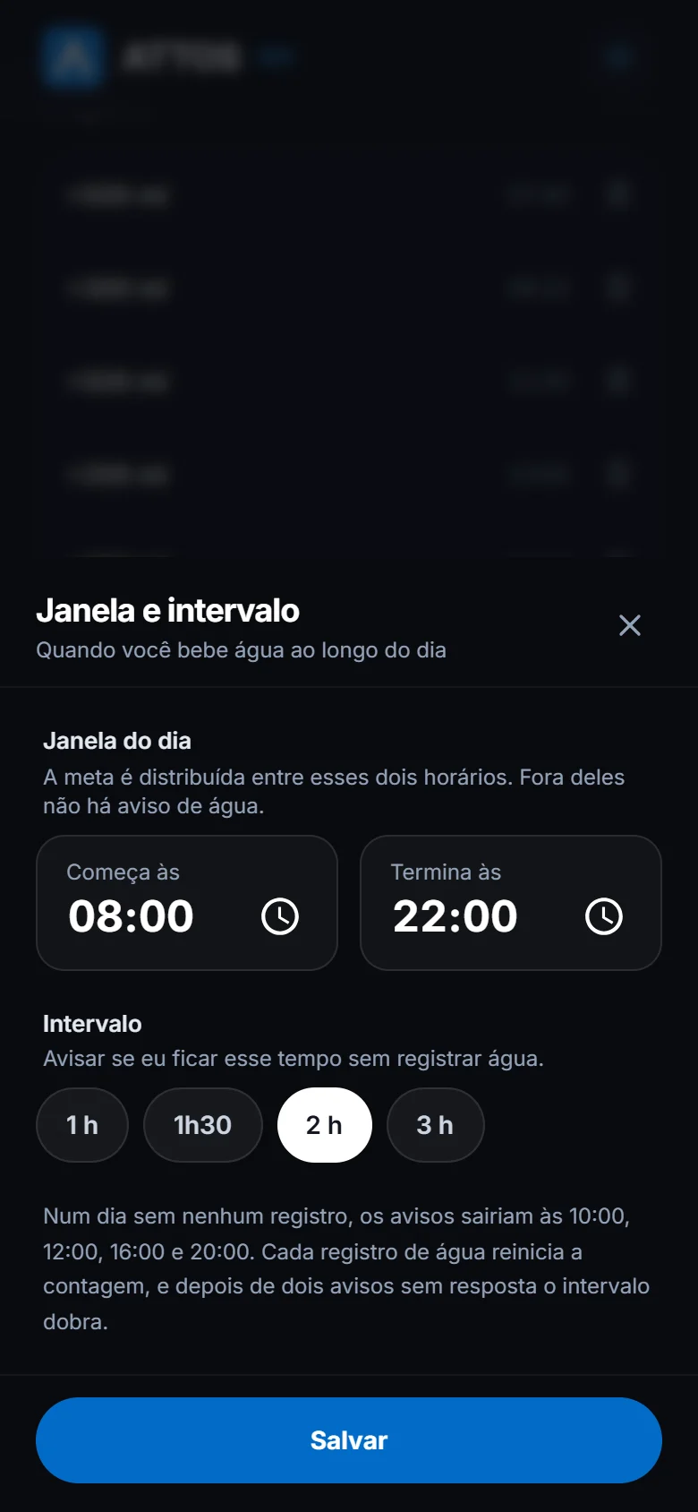 Ative os lembretes de água (2)